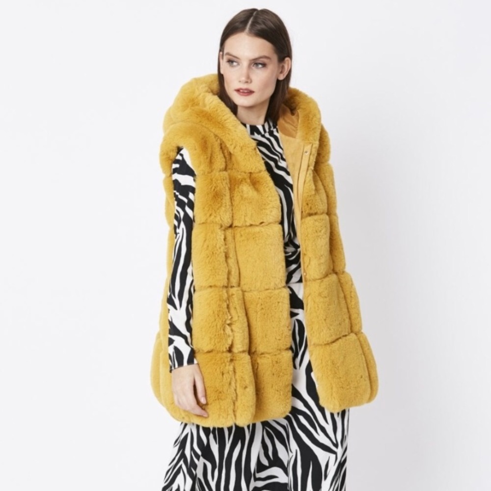 Luxury mustard Faux Fur Vest